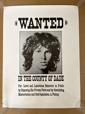 wanted dade county Jim Morrison poster vintage the doors classic 1970s print