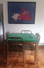 Gorgeous upcycled ikea bjursta extendable table antique gold / distressed green