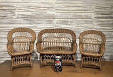 Vintage Wicker/Rattan Sofa & 2