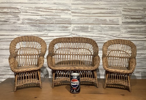 Vintage wicker rattan sofa - sofa, &