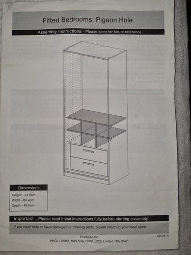 Internal wardrobe pigeon holes - pigeon,