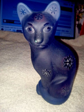 Fenton  Burmese Cat ART Glass Fenton BLUE snowflake ROSSO 2009 Limited #11 / 50