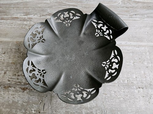 Antique hammered footed bowl - footed,
