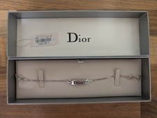 Authentic Dior Silver-Tone Logo Plate Bracelet with Box & Tag
