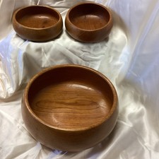 1 Large Teak Wood Bowl + 2 smaller bowl set  Made In Thailand