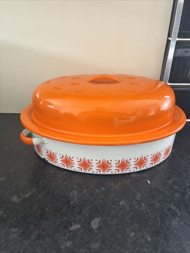 Vintage orange enamel - orange, roasting