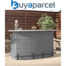 Rowlinson Suncast Oasis Garden Outdoor Backyard Bar Table With Drawers Grey