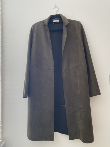 Zara khaki long faux - zara, suede