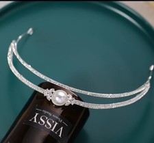 Bridal Tiara Silver Pearl