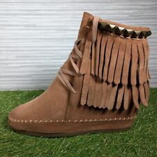 ASH Hidden Wedge Boots Santa Fe Moccasin Brown Suede Womens Size UK 4