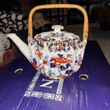 antique Spode bone china teapot featuring the famous Imari Tobacco Leaf pattern