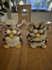 1998 Tiger Furby With 2 Tiger Furby Babies - All Untested