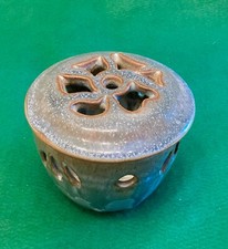 CANTERBURY POTTERY GREEN GLAZED LIDDED PIERCED POT GARLIC,POT POURRI,TEALIGHTS