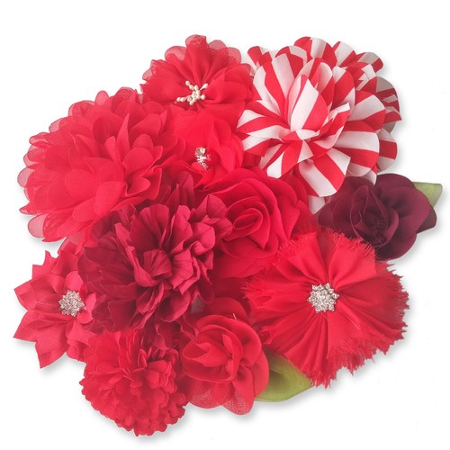 Red fabric flowers diy - diy, glue