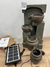 Teamson Home 28 in. Cascading Bowls and Stacked Stones LED Outdoor Water Fountai