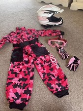 LEOPARD Kids Motocross Suit Helmet Set Mx Off Road Karting Overalls QUAD Small