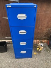 Four Drawer Metal Filing Cabinet With Key IN BLUE