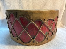 Vintage 2 Sided Native American Indian Rawhide Stretched Drum 12” X 10” Handmade
