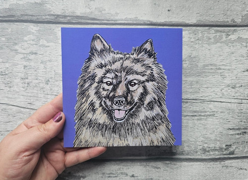 Keeshond greetings card funny - greetings, card,