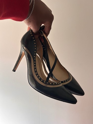 Black leather studded pointed - studded,