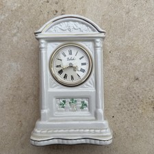 Belleek Glenveigh Ceramic Mantle Clock Shamrock H19cm X W13cm Works well