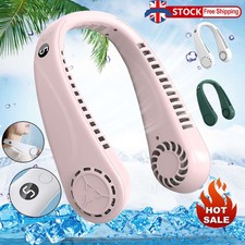 Portable 5 Speed Neck Fan USB Rechargeable Lazy Neckband Bladeless Cooler UK