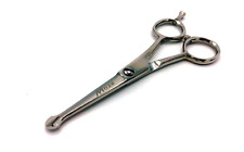 PET GROOMING DOG PROBE SAFETY MOUSTACHE EAR NOSE ROUND BLUNT END SCISSORS 4.5"