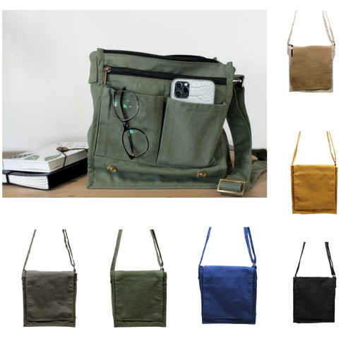 Cotton canvas messenger bag - canvas,