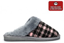 Womens Tartan Mule Slippers