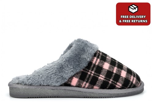 Womens tartan mule slippers - womens,