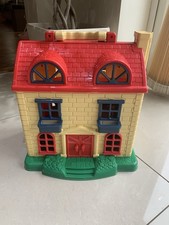 Redbox 1998 Toy Plastic Playhouse With Figures & Furniture As Shown With Handle