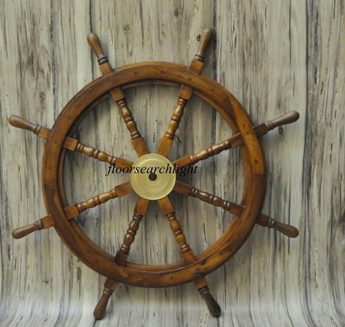 Ship steering wheel wooden - wooden, 36"