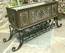 Large Victorian Arts & Crafts Wrought Iron and Solid Copper Trough Planter 46.5"