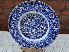 Rare Antique George Jones blue and white Birds pattern soup bowl rim