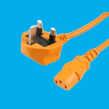 2m Orange Mains Power Cable