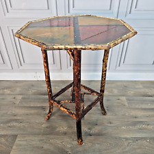 Antique Victorian Painted Tiger Bamboo Side Occasional Table Aesthetic Movement