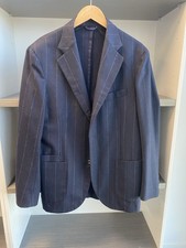 Drakes Navy Chalk Stripe