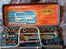 VINTAGE ELORA LHZ SOCKET SET WHIT AF & METRIC 1/2" DRIVE  MADE IN GERMANY  23 pc