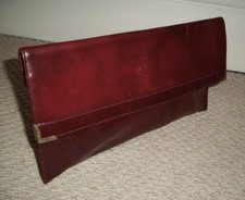 EXQUISITE VINTAGE BOSCHA BURGUNDY LEATHER CLUTCH BAG/WEDDING BAG
