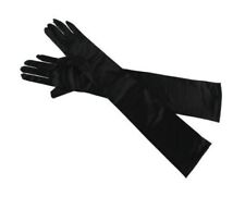 Black Long Gloves Satin Elegant Fancy Dress Halloween Costume Party 1920s