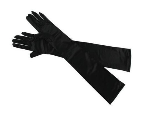 Black long gloves satin - black,