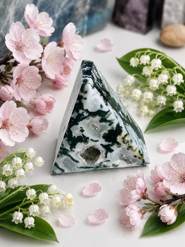 Geode mossy moss agate crystal - moss,