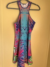 Alice & Trixie L Colorful Racerback Fit & Flare Dress Tropical Art Small