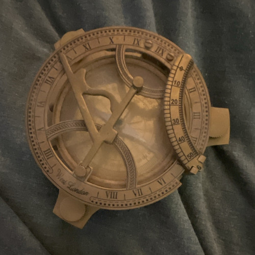 Brass portable sundial compass - brass,