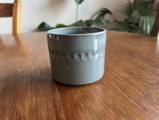 Small Ceramic Hand Fired Glazed Indoor Planter Blue Dimpled Finish