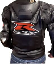BLACK Suzuki GSXR Motorbike Leather Jacket Motorcycle Racing Jacket CE AA S-Size