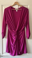 joseph ribkoff blouse tunic top 16 purple twist knot front stretch
