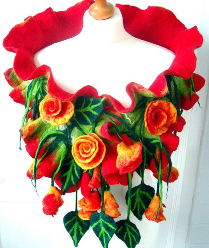 Hand felted art scarf wool - -art, /wool