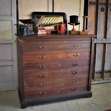Antique Oak Museum Display Cabinet Haberdashery Shop Display Bank of Drawers 