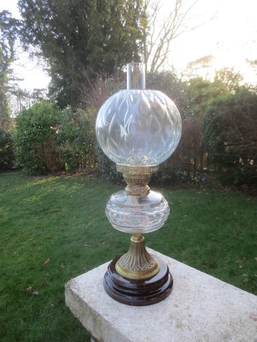 Antique cut glass oil lamp - antique,